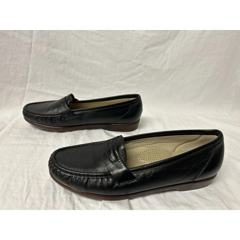 SAS Tripad Comfort Shoes Womens 10.5 Black Leather Penny Loafers Mocs